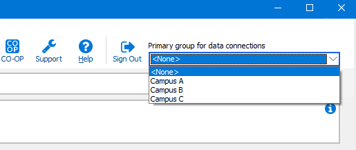 This dropdown menu on the Argos main menu allows for the selection of a primary group - or a group to which you'll associate with each time you sign in. 